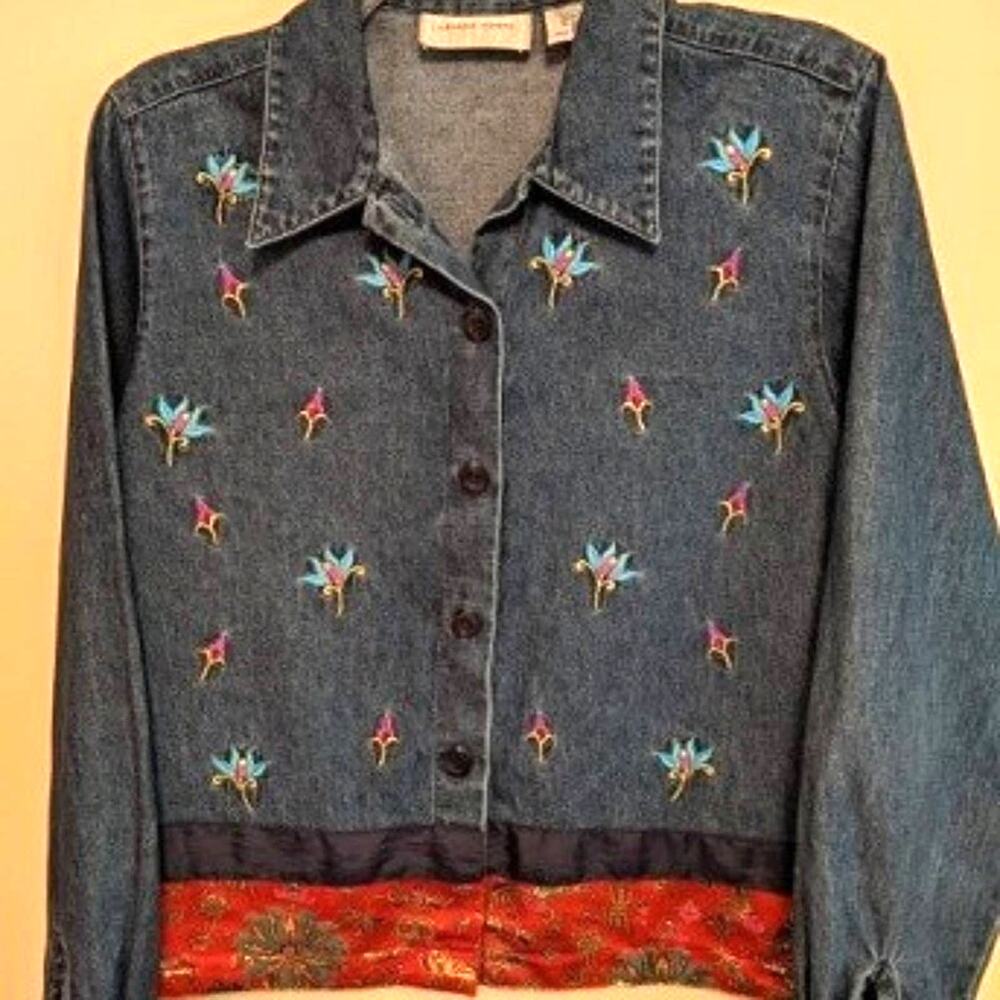Lemon Grass Denim Embroidered Shirt PM